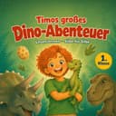 Personalisiertes Dino-Erstlesebuch mit deinem Kind auf dem Cover