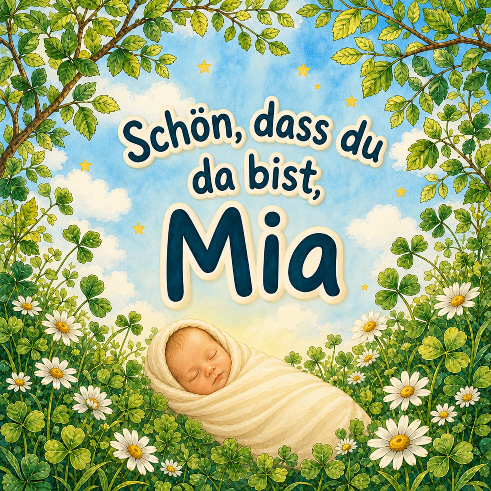 Personalisiertes Geburtsbuch ohne Rahmen im Cover