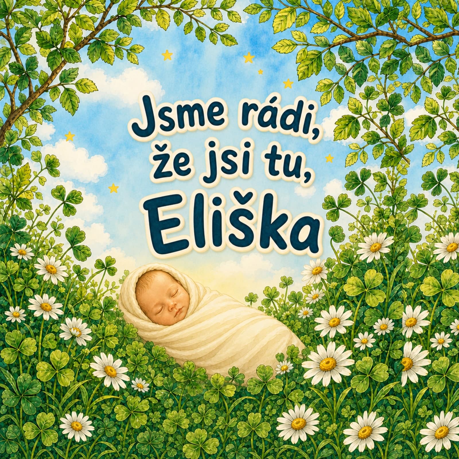 Personalizovaná kniha k narození bez rámečku na obálce