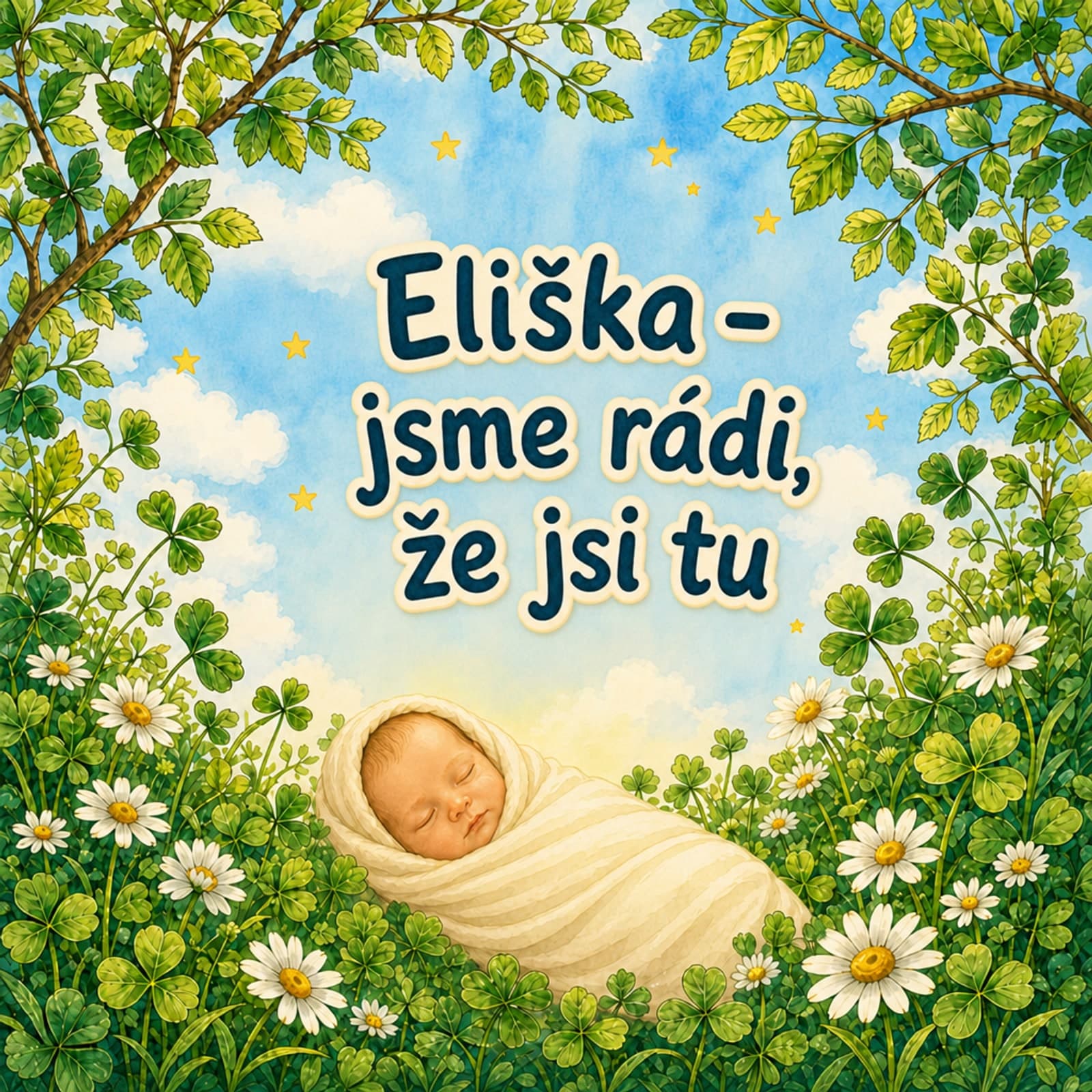 Personalizovaná kniha k narození bez rámečku na obálce