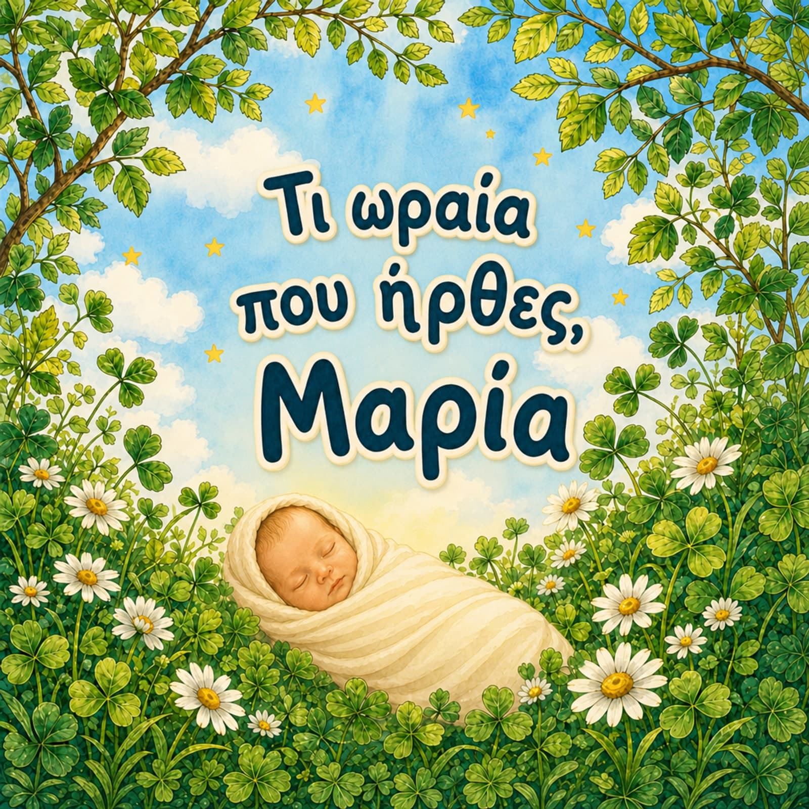 Εξατομικευμένο βιβλίο γέννησης χωρίς πλαίσιο στο εξώφυλλο
