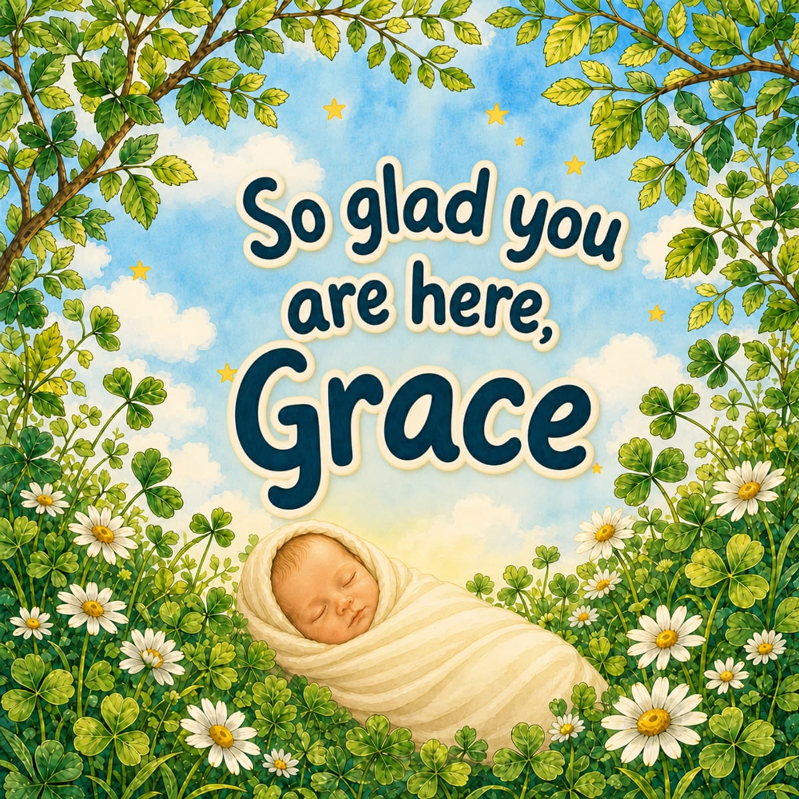 Personalised new baby book without a frame on the cover
