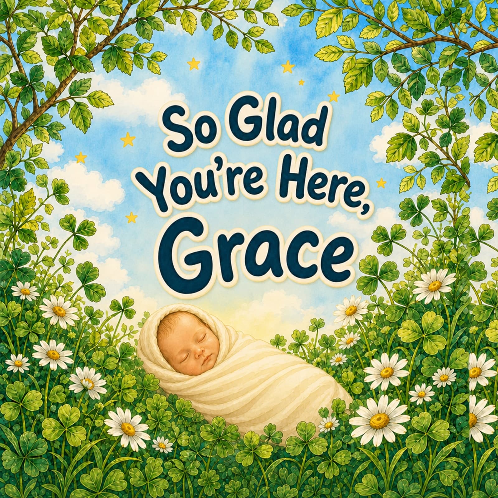 Personalised new baby book without a frame on the cover