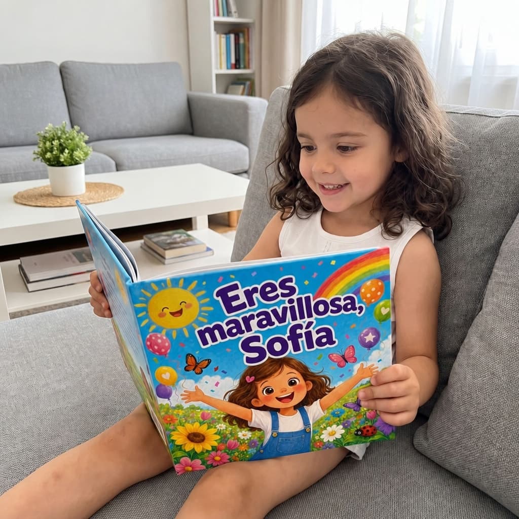 Niño leyendo su libro personalizado
