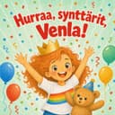 Personoitu lastenkirja ”Hurraa, synttärit!”