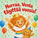 Personoitu lastenkirja ”Hurraa, synttärit!”