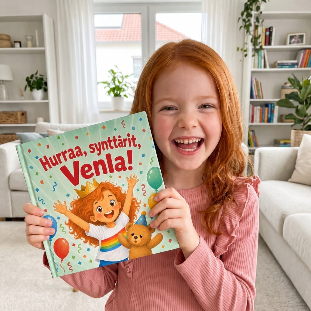 Lapsi pitelee kirjaansa