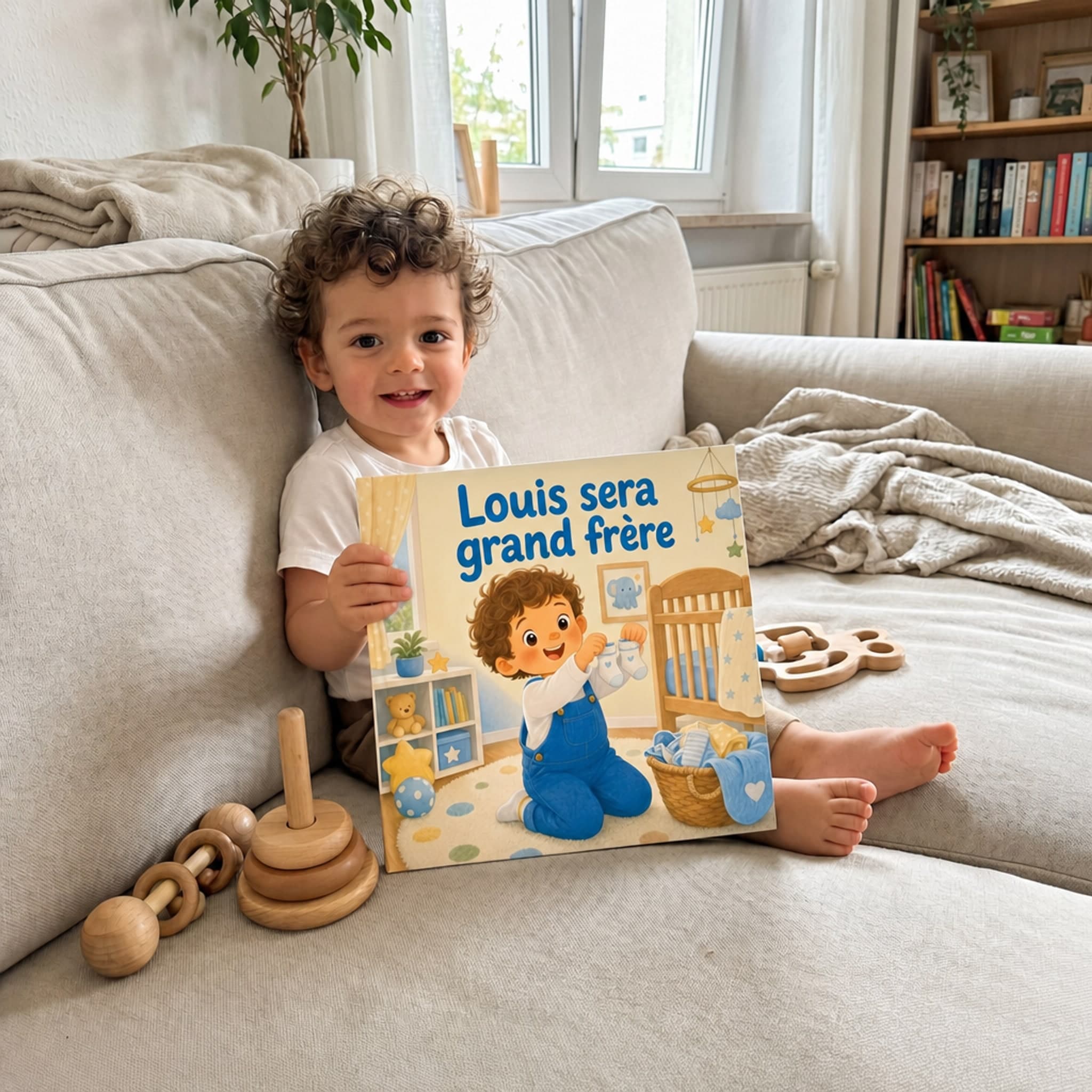 Enfant lisant son livre personnalisé