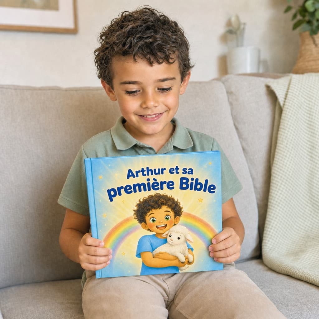 Enfant lisant son livre personnalisé