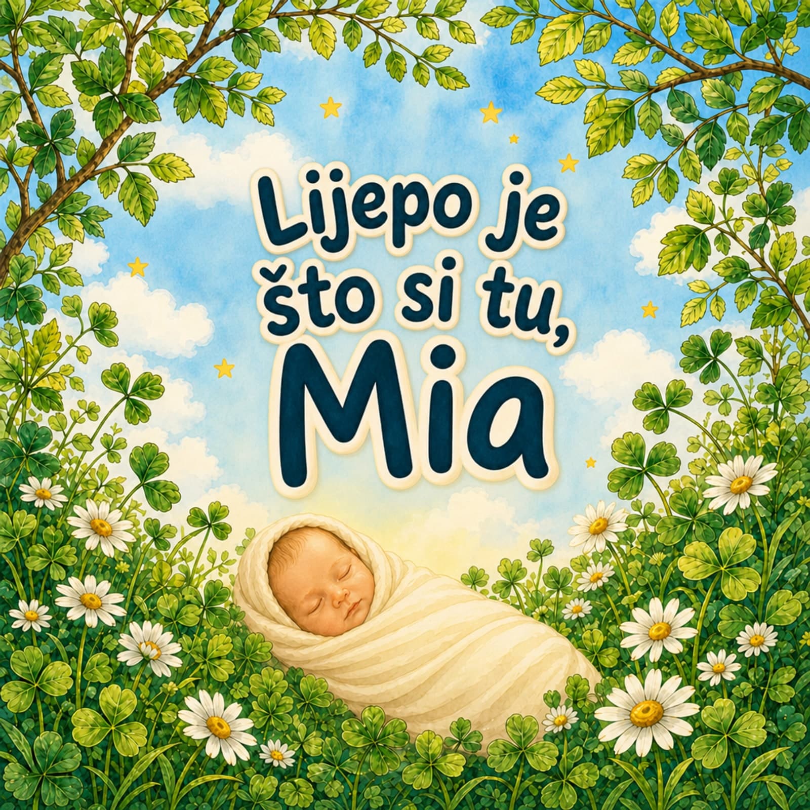 Personalizirana knjiga za rođenje, naslovnica bez okvira