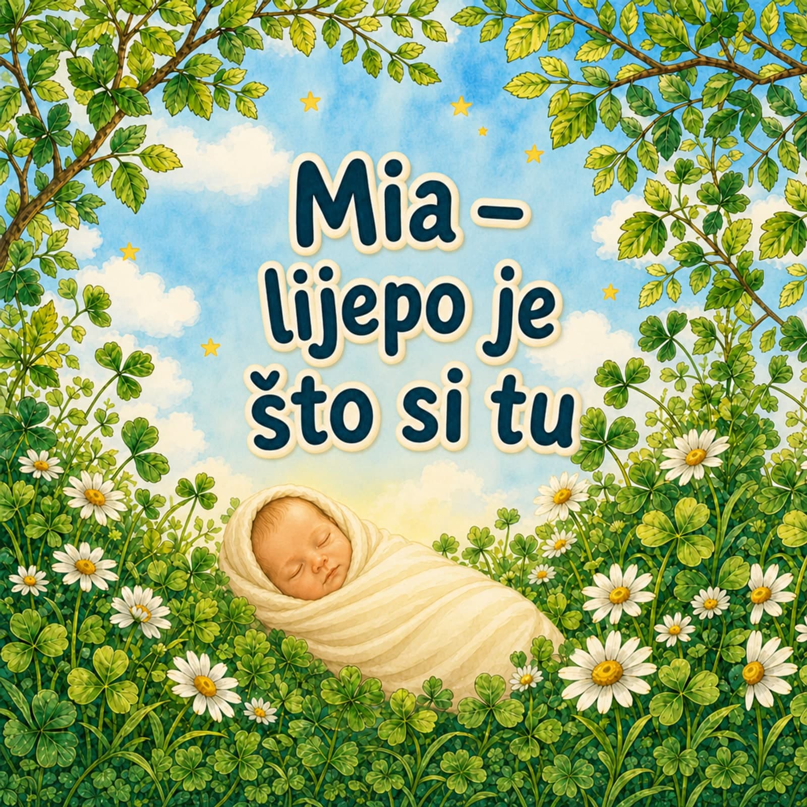Personalizirana knjiga za rođenje, naslovnica bez okvira