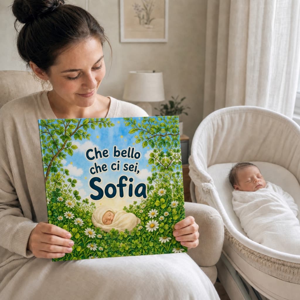 Bambino che legge il suo libro personalizzato