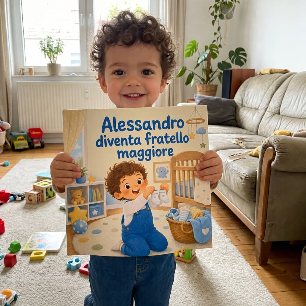 Bambino che tiene in mano il suo libro