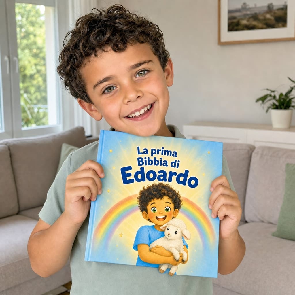 Bambino che tiene in mano il suo libro