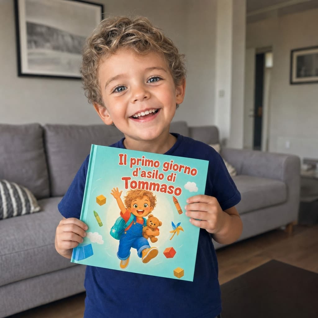 Bambino che tiene in mano il suo libro