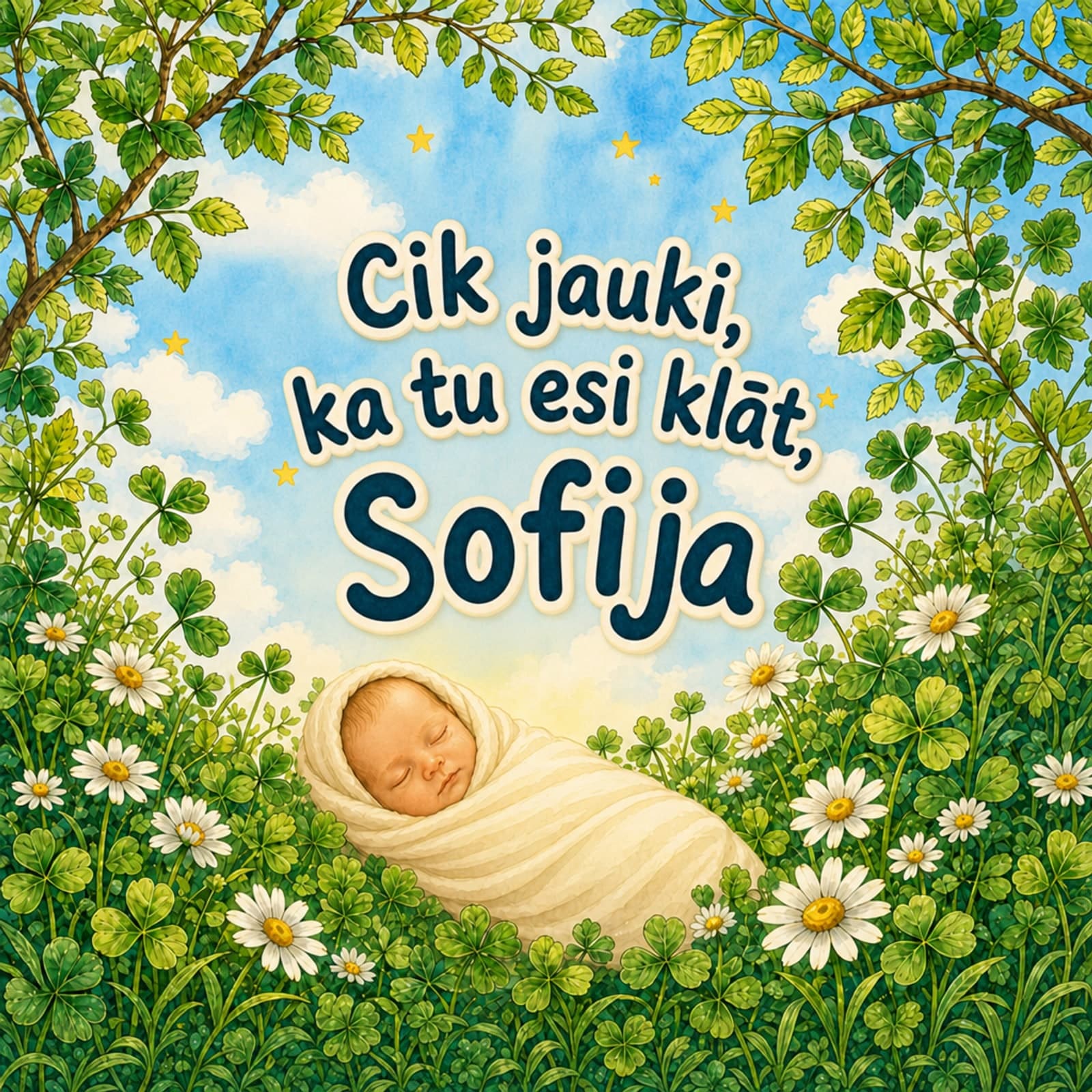 Personalizēta grāmata jaundzimušajam bez rāmja uz vāka
