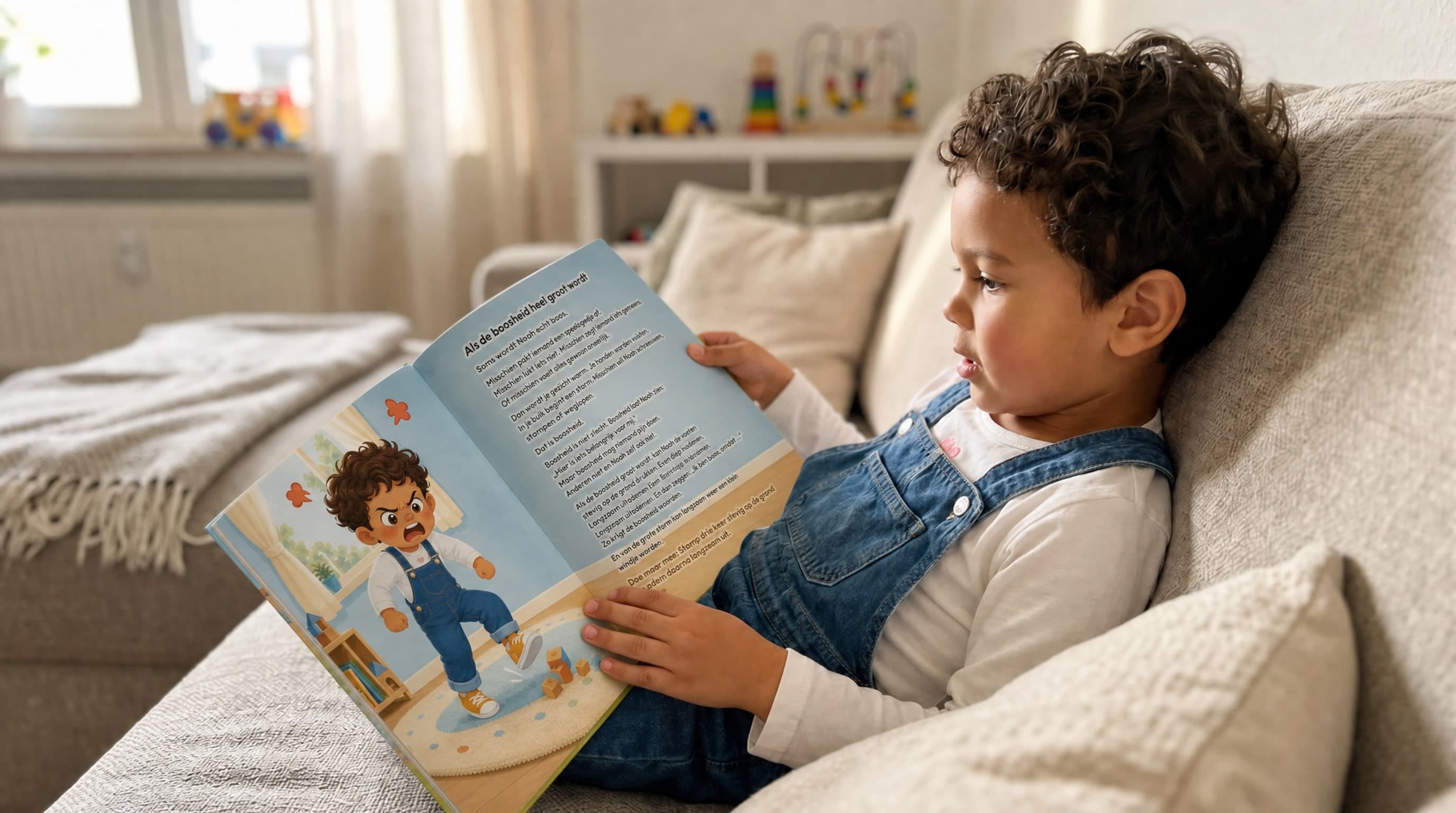 Kind leest zijn persoonlijke boek