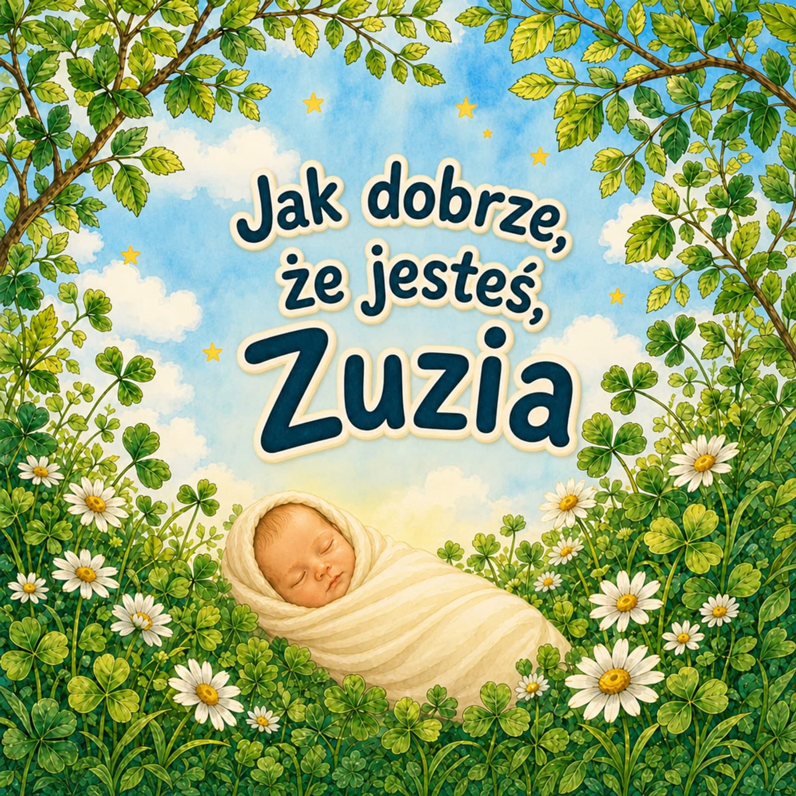Spersonalizowana książka na narodziny, okładka bez ramki