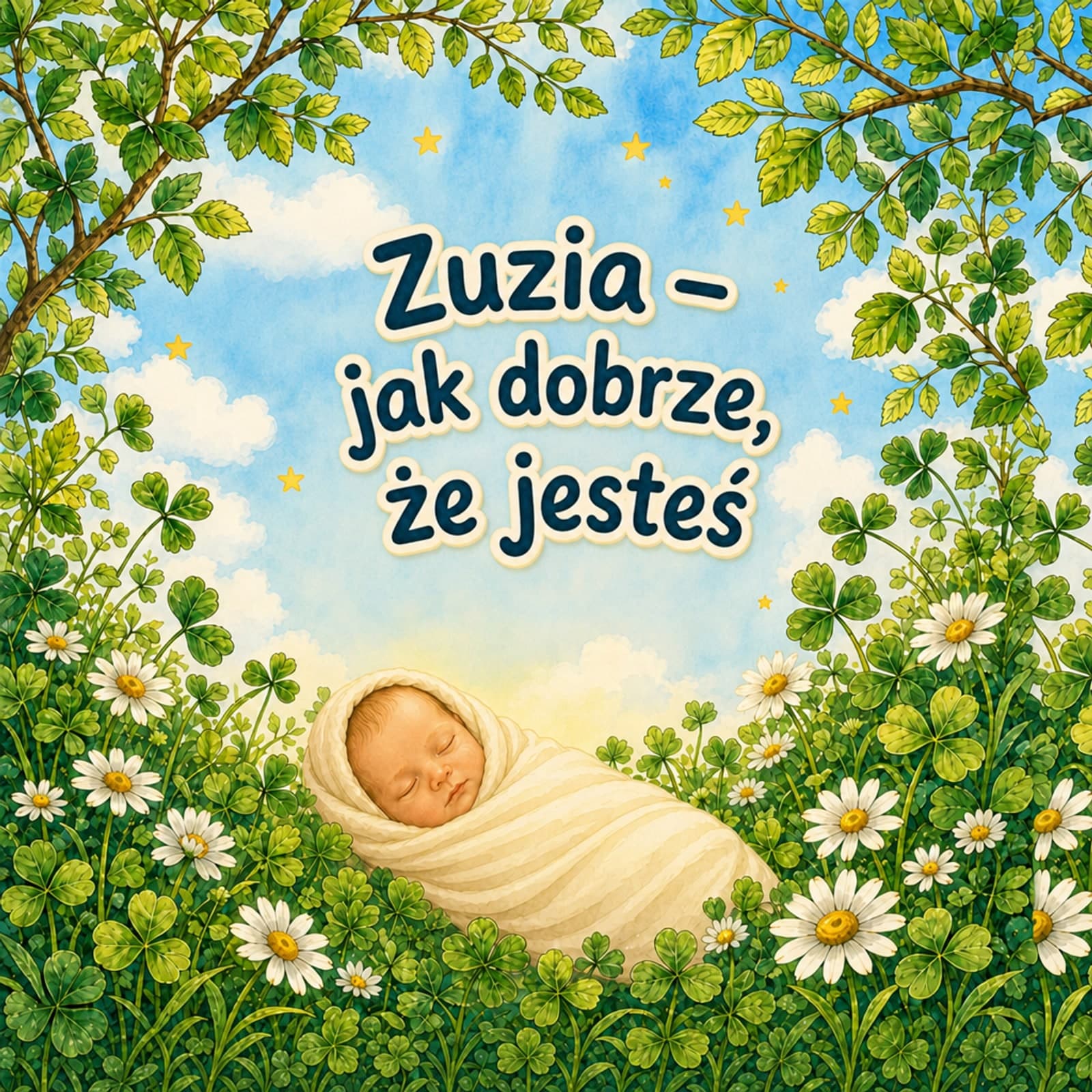 Spersonalizowana książka na narodziny, okładka bez ramki