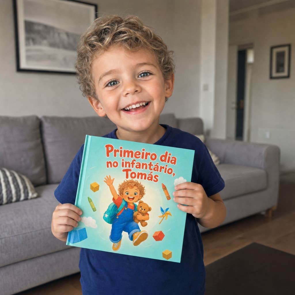 Criança com o seu livro nas mãos