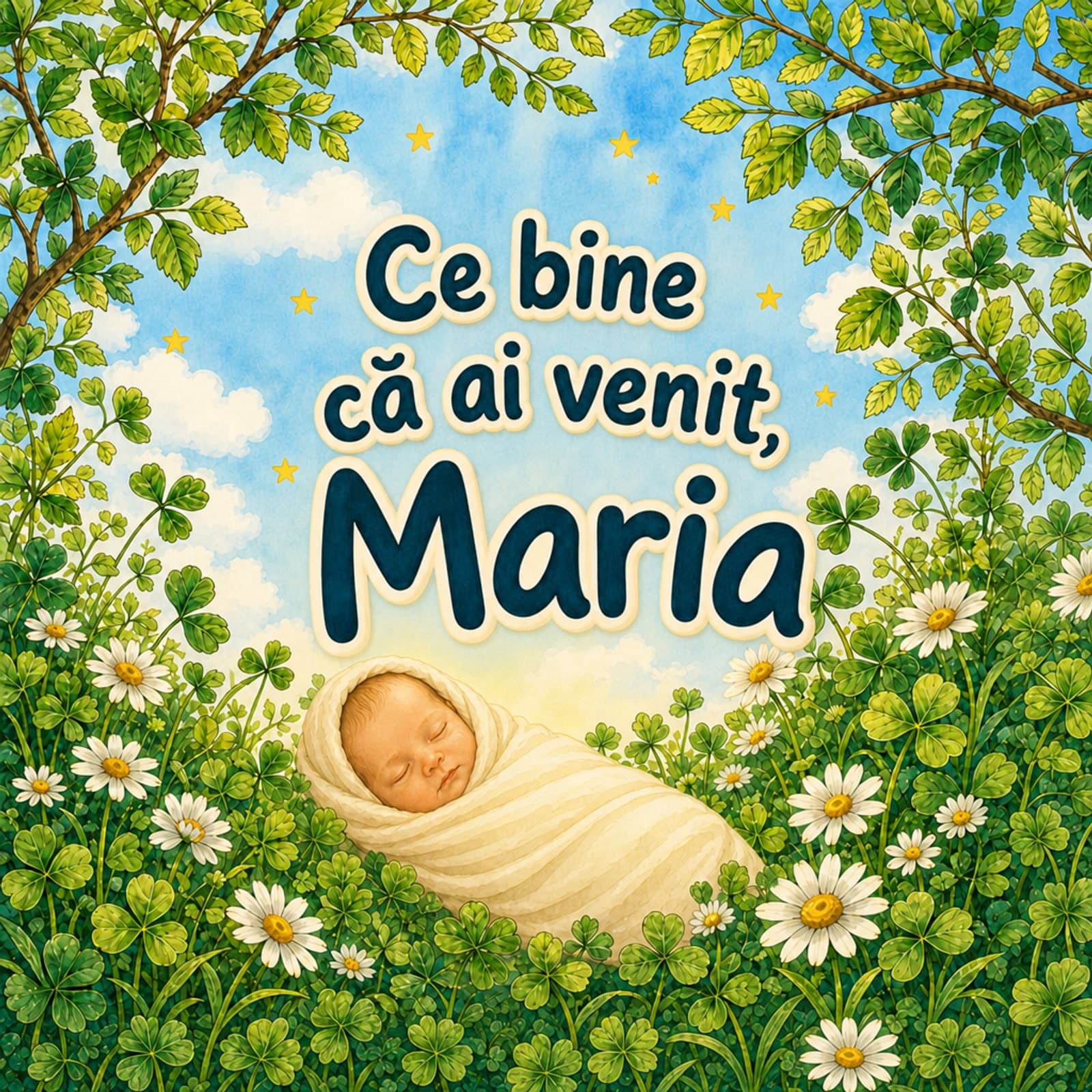 Carte personalizată pentru naștere, copertă fără ramă