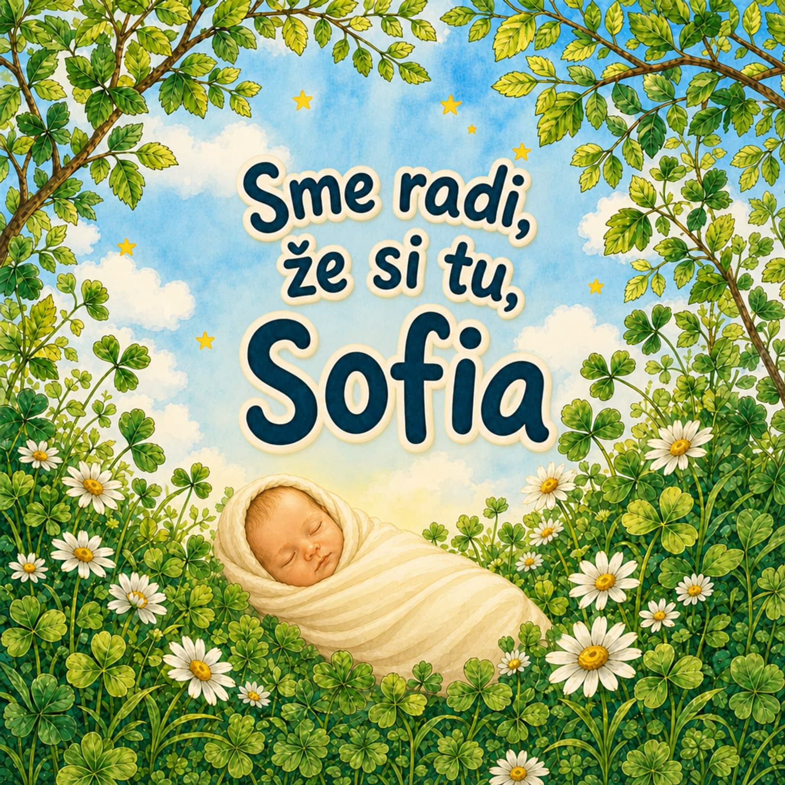 Personalizovaná kniha k narodeniu bez rámika na obálke