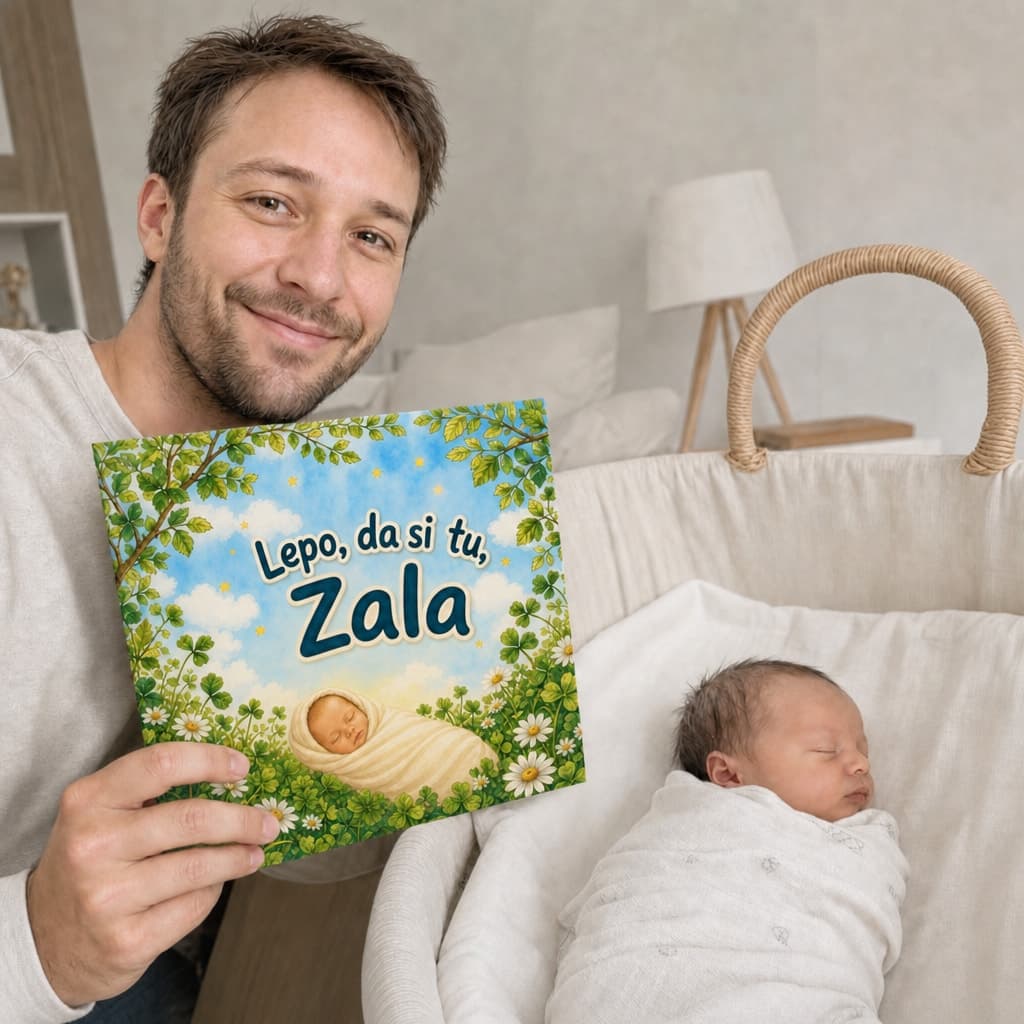 Otrok drži svojo knjigo