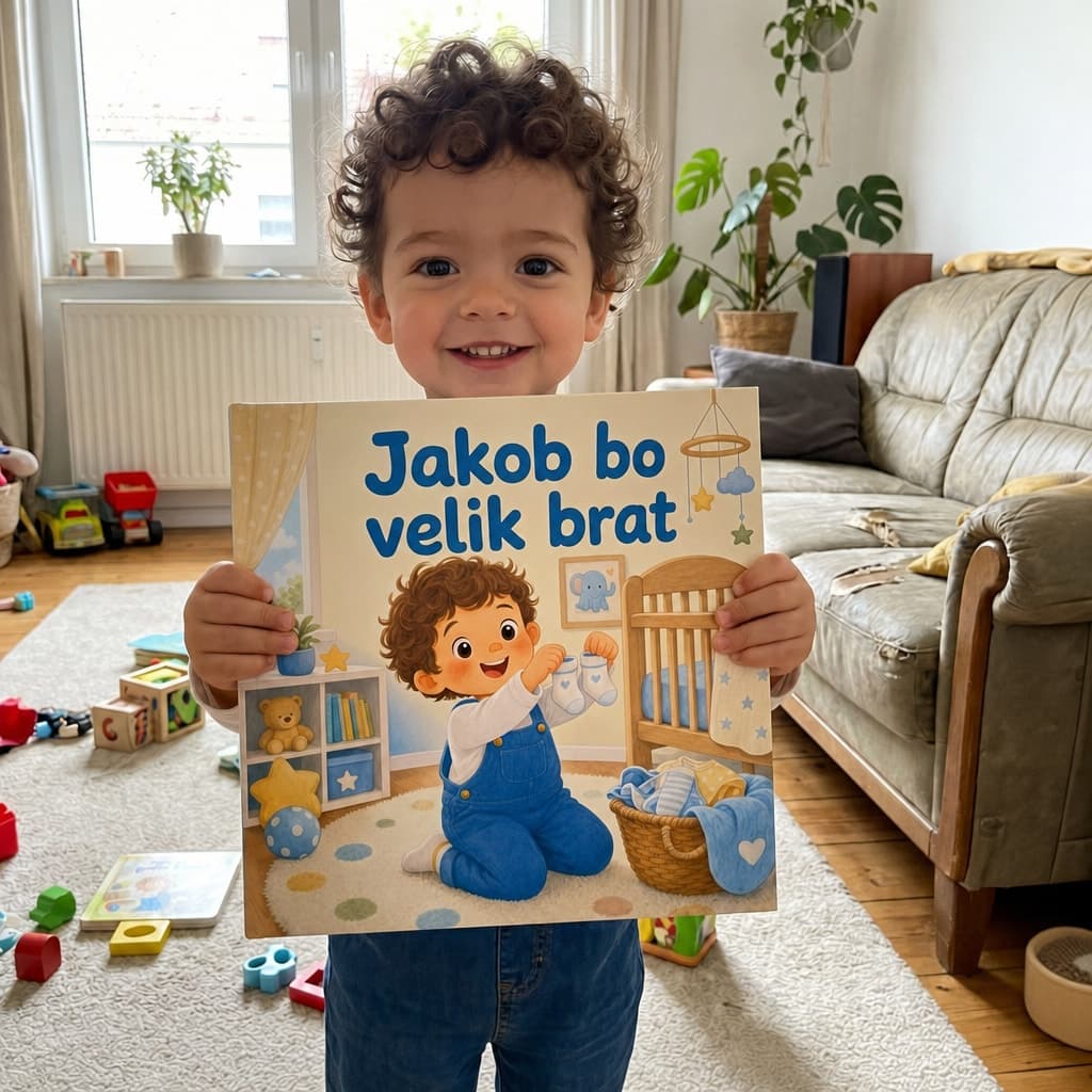 Otrok drži svojo knjigo