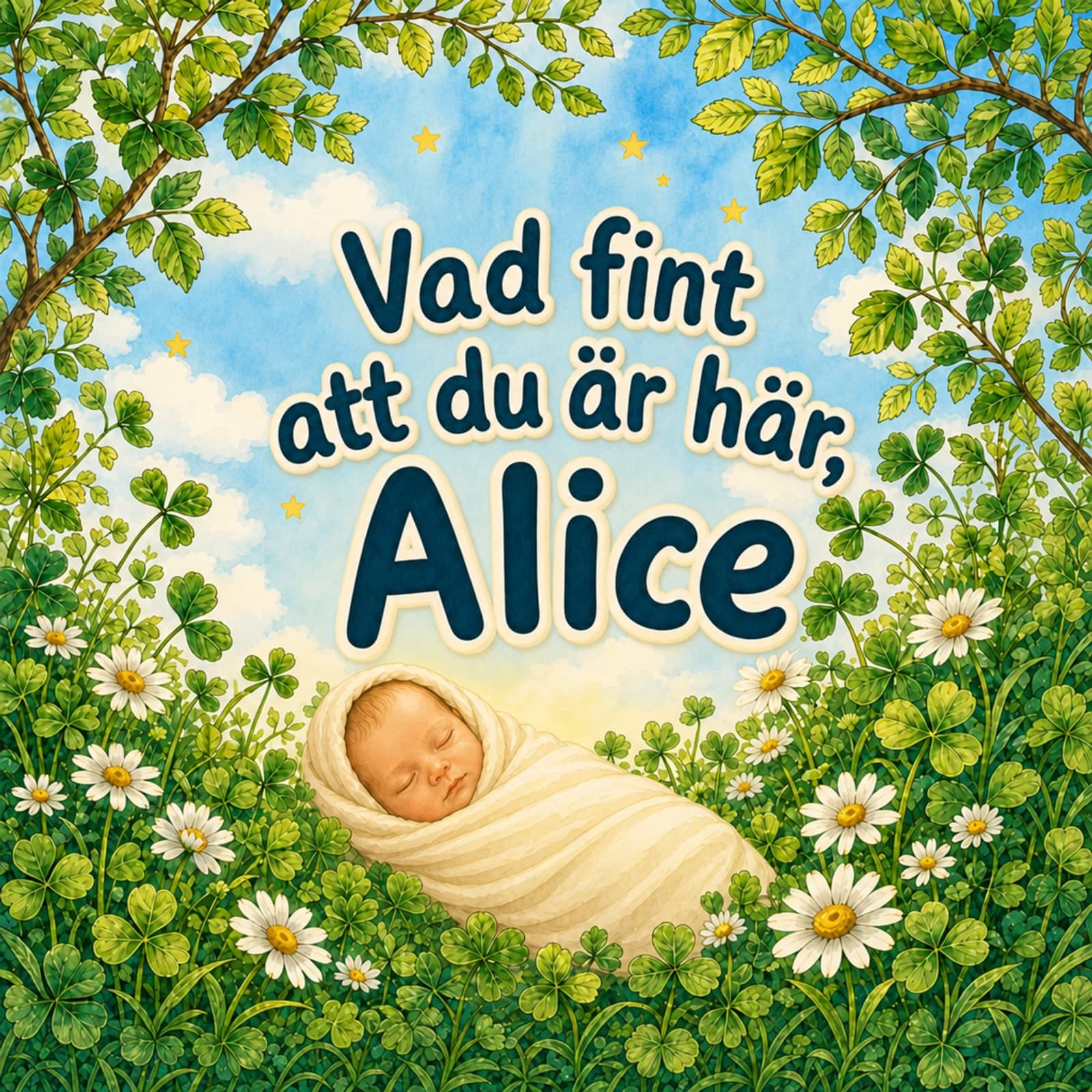 Personlig bok till nyfödda utan ram på omslaget