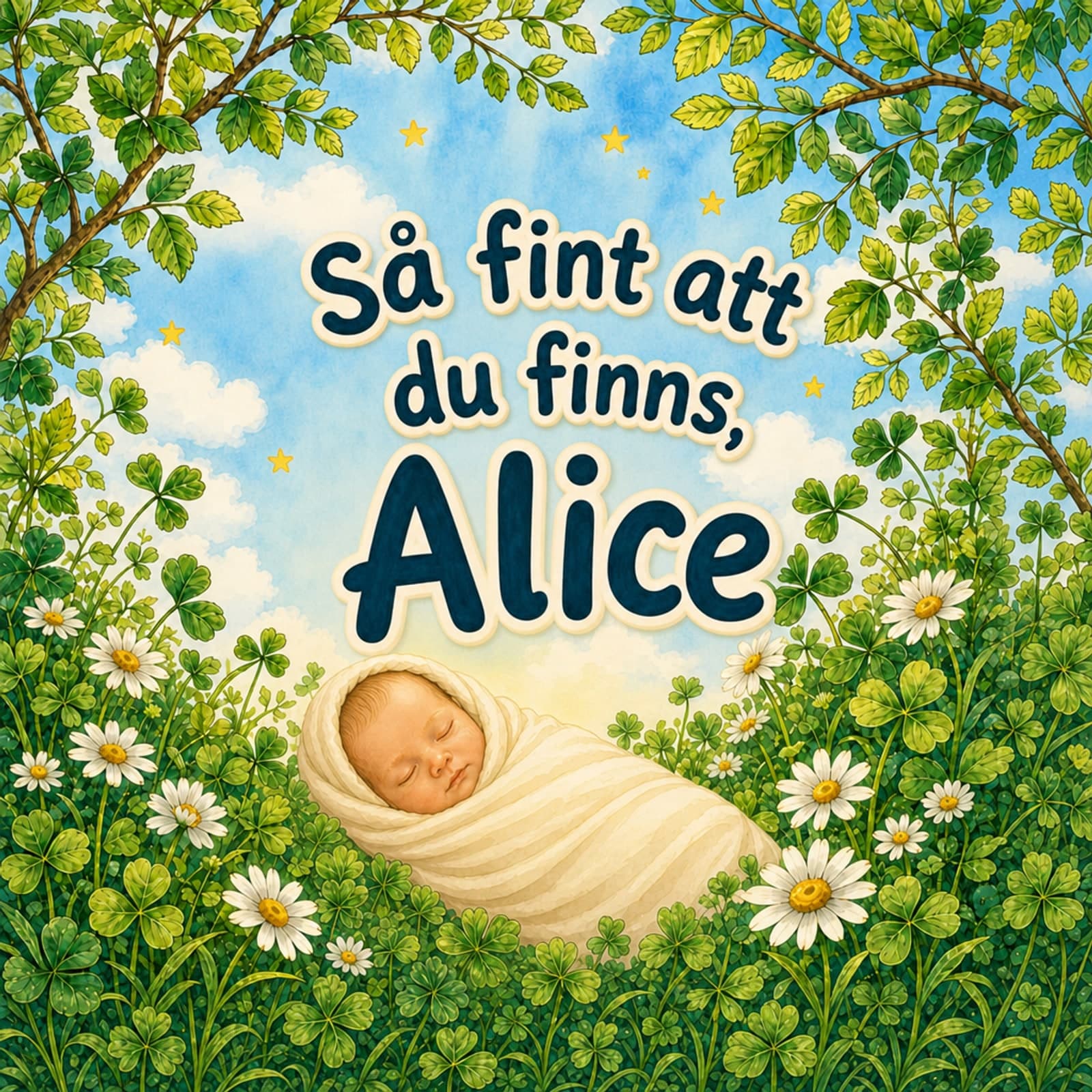 Personlig bok till nyfödda utan ram på omslaget