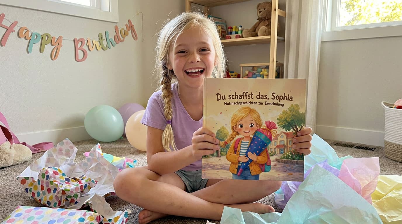 Kind hält sein Buch in den Händen